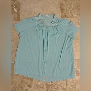 Vanity Fair Aqua Button-Up Blouse